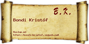 Bondi Kristóf névjegykártya